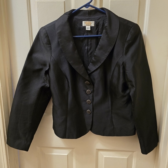 Talbots Jackets & Blazers - Talbots Classic Black Silk & Cotton Women's Blazer Size 12P